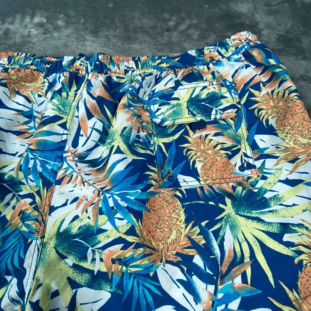 NWT Caribbean Swim Trunks Mens 3XB Blue Palm Tree Pine Print Board Shorts‎ NEW